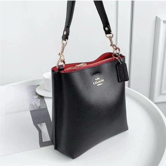 Coach small black Leather crossbody bag converts to hand held purse - Picture 1 of 7